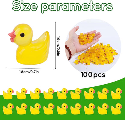 50/100 Pcs Luminous Mini Duck Tiny Resin Duck Little Duck Figurines Bulk for Dollhouse Ornament Micro Garden DIY Crafts Decor