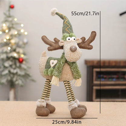 Retractable Reindeer Doll Christmas Festive Christmas Figurines Deco Stuffed Reindeer Doll Ornament for Window Party Hotel Home