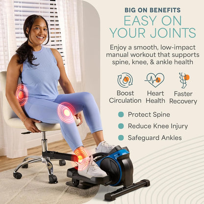 under Desk Elliptical Exercise Machine – Motorized Pedal Exerciser for Home and Office - Blue