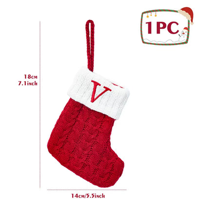 Christmas Alphabet Knitting Sock Christmas Tree Ornament Christmas Decoration for Home 2024 Navidad Noel Xmas New Year 2025 Gift