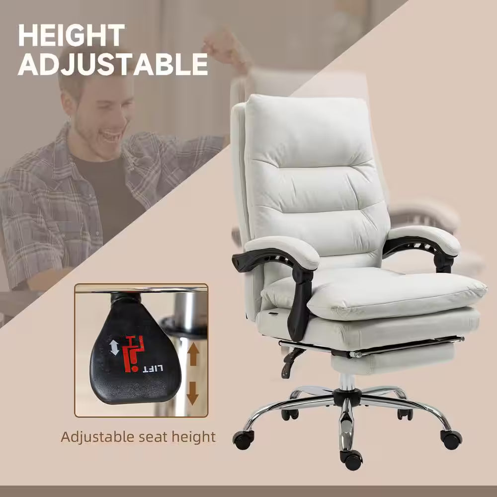 Cream White Microfibre Massage Chair - SP!NECK™ 