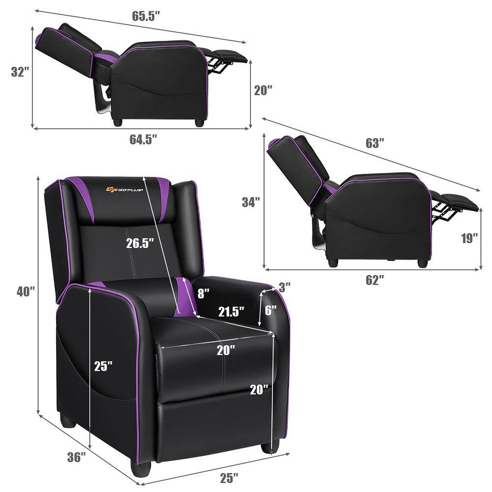 Purple PU Adjustable Backrest Massage Chair - SP!NECK™ 