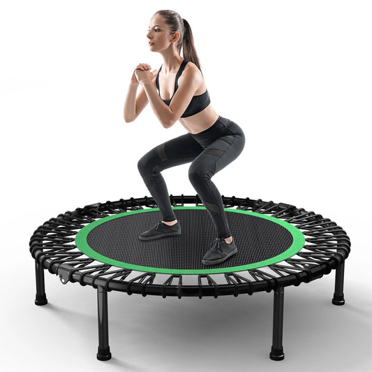 40" Rebounder Trampoline for Adults with Bungee Cords, Portable Fitness Exercise Mini Trampoline, Small Rebounder Indoor/Outdoor, Quiet Workout Equipment, 450Lbs, Green