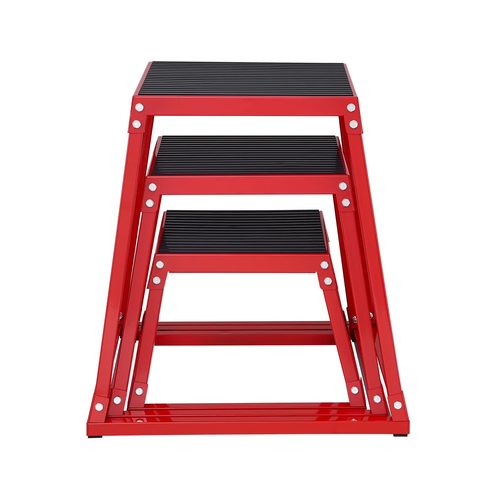 Plyo Jumping Cubes, 12/18/24 Inch Exercise Platform, Agility Jump Box, Non-Slip Workout Step up Cube Set for Domestic Gym Practice, Conditioning Power Training, Red