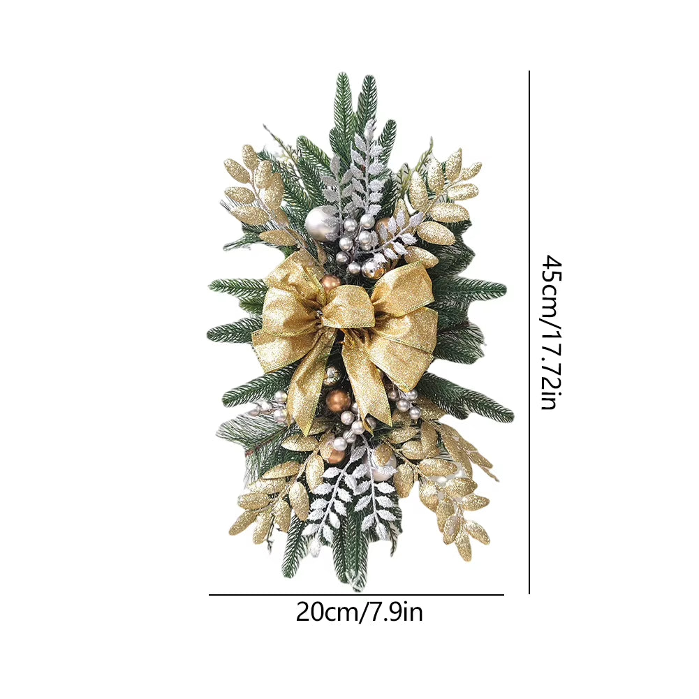 Christmas Swag Wreath Pendants Without/With Light Atmosphere Decorative Garland Home Door Window Decoration Party Supplies