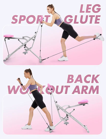 Pink Squat Machine - Home Gym with 4 Resistance Bands - SP!NECK™ 
