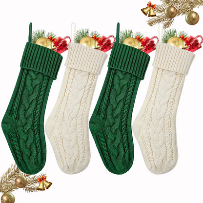 3/4/5/6/8Pcs Christmas Stockings 18In Large Size Cable Knit Stocking Gifts Kids New Year Gift Decor for Family Holiday Party