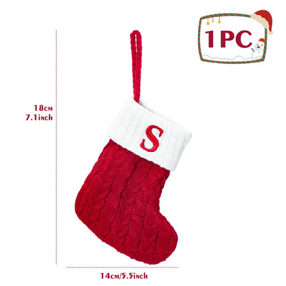 Christmas Alphabet Knitting Sock Christmas Tree Ornament Christmas Decoration for Home 2024 Navidad Noel Xmas New Year 2025 Gift