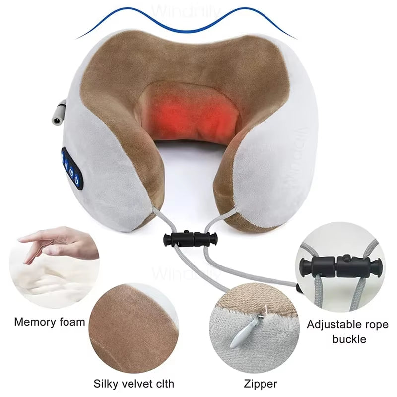 Electric Neck Massager with Heat Vibration 3D Massage U Shaped Pillow for Shoulder Cervical Pain Relief Fatigue - SP!NECK™ 