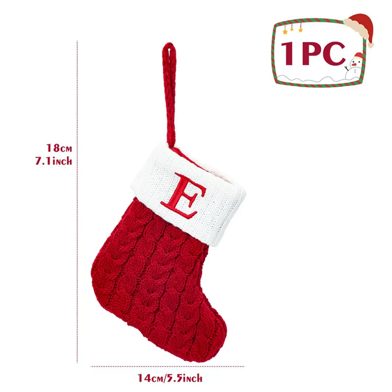 Christmas Alphabet Knitting Sock Christmas Tree Ornament Christmas Decoration for Home 2024 Navidad Noel Xmas New Year 2025 Gift