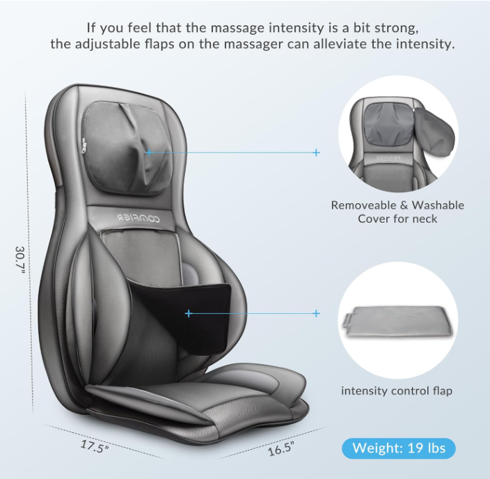 Comfier Shiatsu Massage Seat Cushion - Neck and Back Massager for Home Office Car