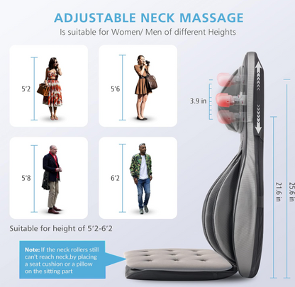 Comfier Shiatsu Massage Seat Cushion - Neck and Back Massager for Home Office Car