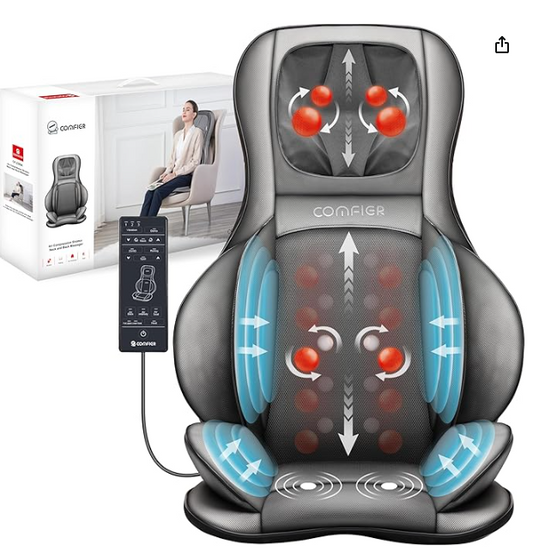 Comfier Shiatsu Massage Seat Cushion - Neck and Back Massager for Home Office Car