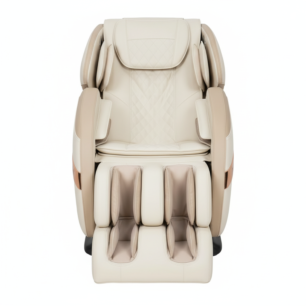 Experience Ultimate Relaxation with the Osaki OS-Champ L-Track Massage Chair in Elegant Beige and Brown