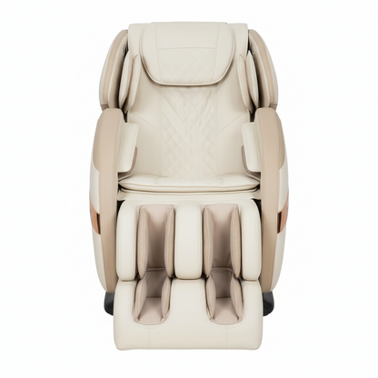 Experience Ultimate Relaxation with the Osaki OS-Champ L-Track Massage Chair in Elegant Beige and Brown