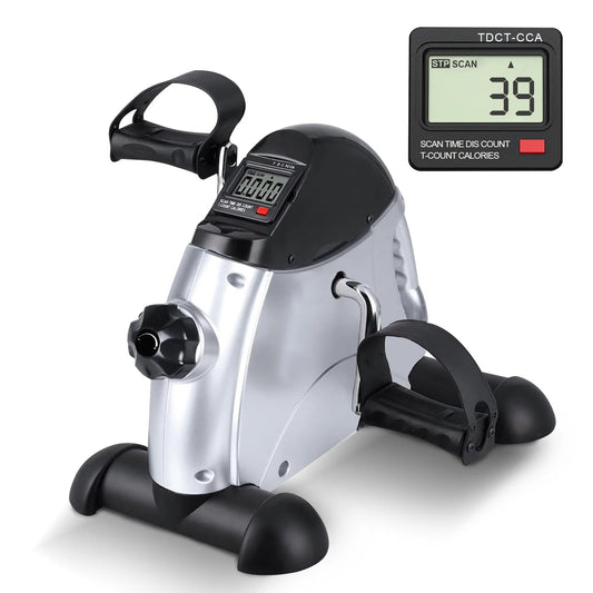 under Desk Bike Pedal Exerciser, Mini Exercise Bike with Digital Display, Portable Foot Cycle Arm & Leg Peddler Machine for Home