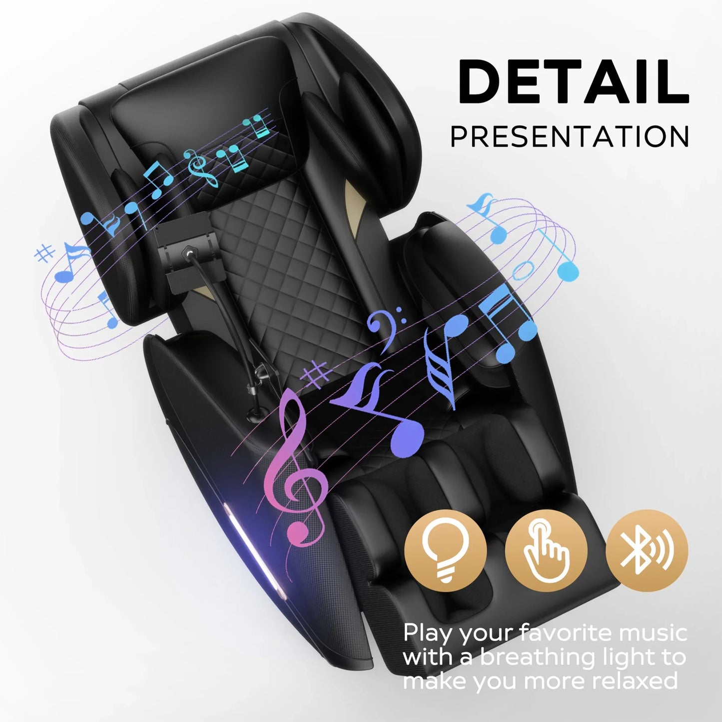 Massage Chair, Full Body Massage Chair Electric Recliner Chair with Airbag Massage, Heat, Retractable Footstool, Bluetooth Audio and Portable Stand - SP!NECK™ 
