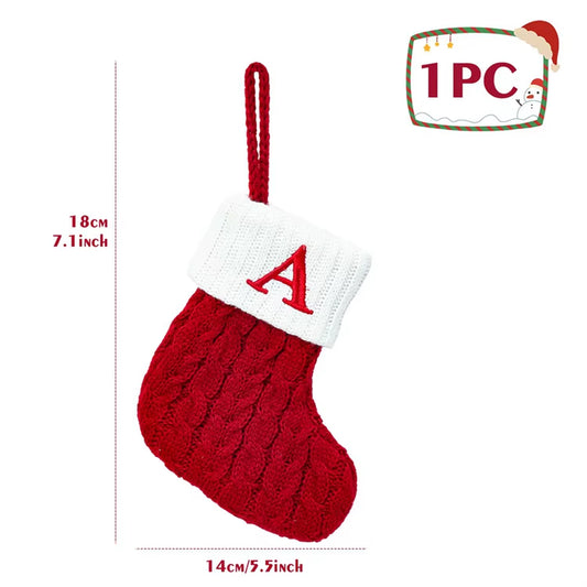 Christmas Alphabet Knitting Sock Christmas Tree Ornament Christmas Decoration for Home 2024 Navidad Noel Xmas New Year 2025 Gift