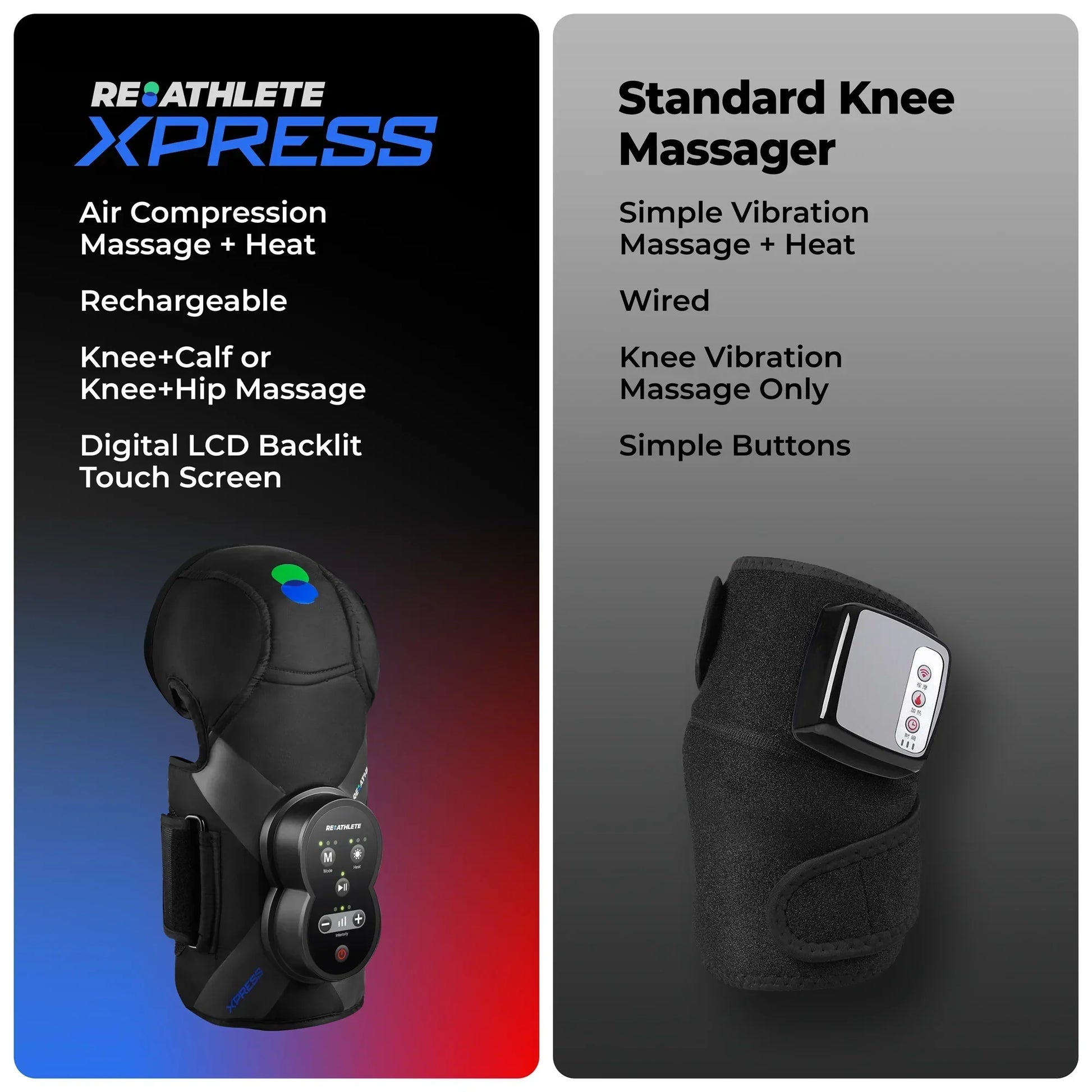 Xpress Rechargeable Knee Massager for Pain Relief, Leg Massager with Heat and Compression Relief - SP!NECK™ 