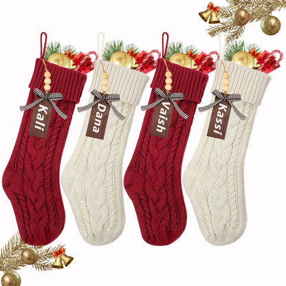 3/4/5/6/8Pcs Christmas Stockings 18In Large Size Cable Knit Stocking Gifts Kids New Year Gift Decor for Family Holiday Party