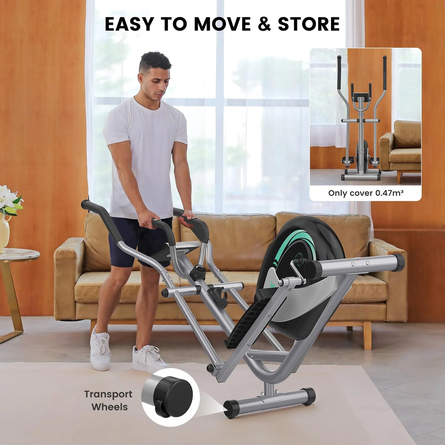 Elliptical Machine,  Magnetic Elliptical Trainer Fitness Equipment for Home Gym Cardio Workout 265Lb