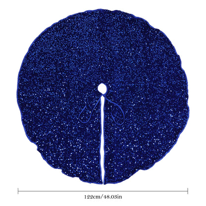 47.5In Christmas Tree Skirt Blue Sequins Tree Skirts for Xmas Tree Decoration round Sparkling Holiday Tree Ornament for New Year