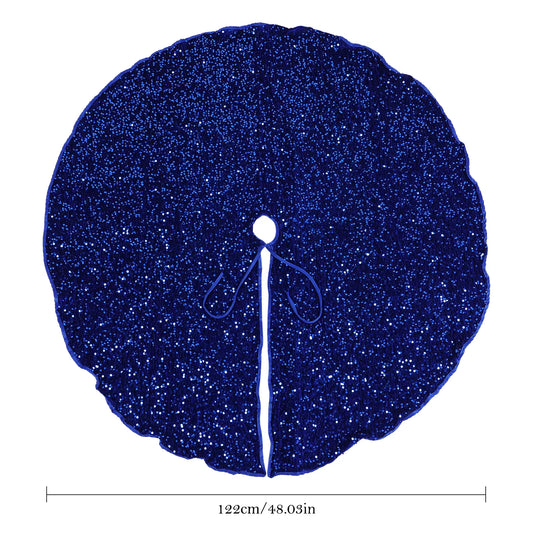 47.5In Christmas Tree Skirt Blue Sequins Tree Skirts for Xmas Tree Decoration round Sparkling Holiday Tree Ornament for New Year