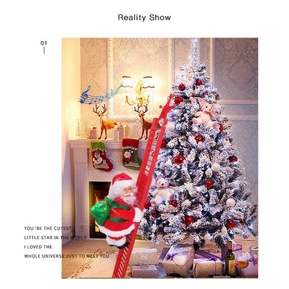 2024 Santa Claus Doll Climbing Ladder with Music Christmas Tree Ornaments Decorations for Home 2023 Navidad New Year Kids Gift