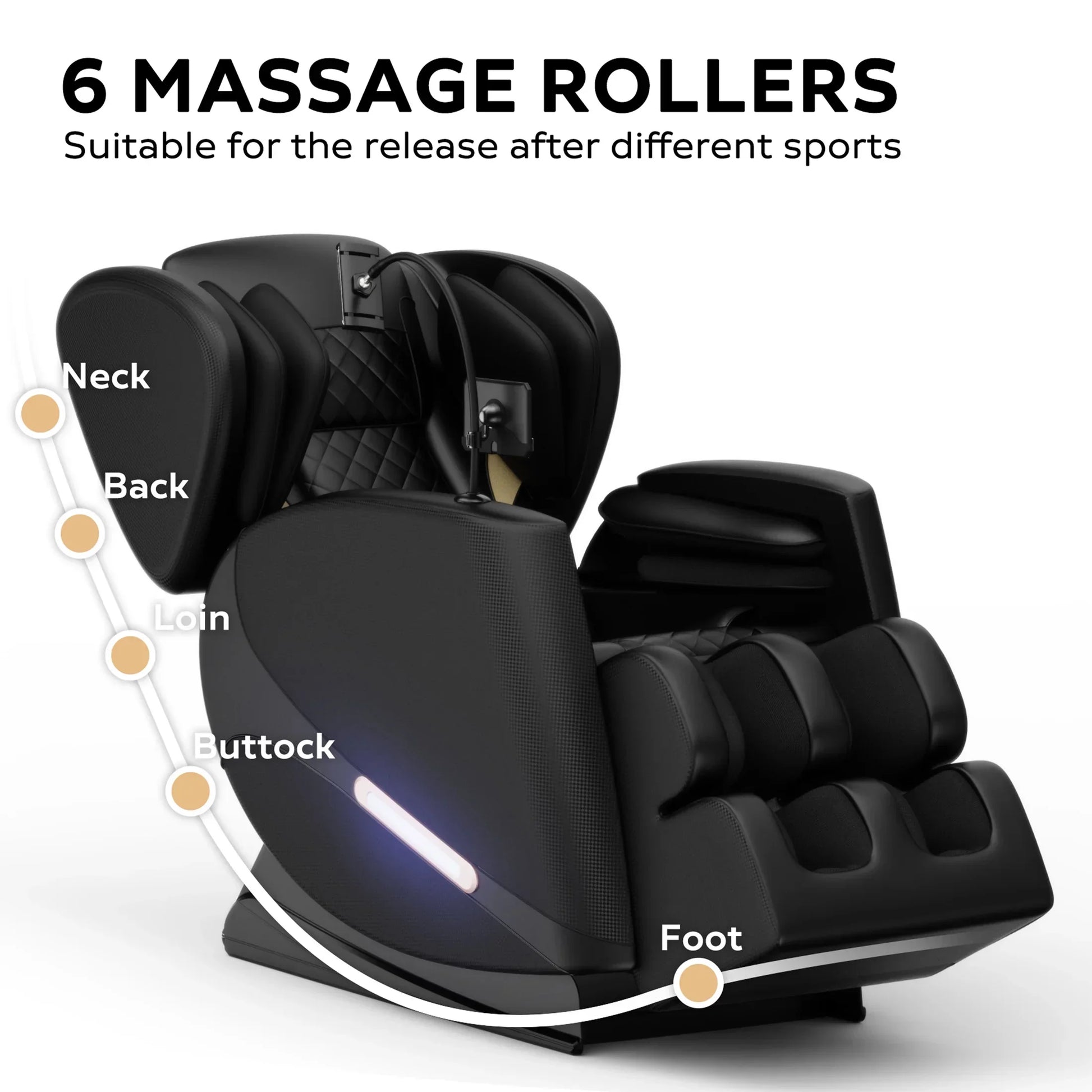 Massage Chair, Full Body Massage Chair Electric Recliner Chair with Airbag Massage, Heat, Retractable Footstool, Bluetooth Audio and Portable Stand - SP!NECK™ 