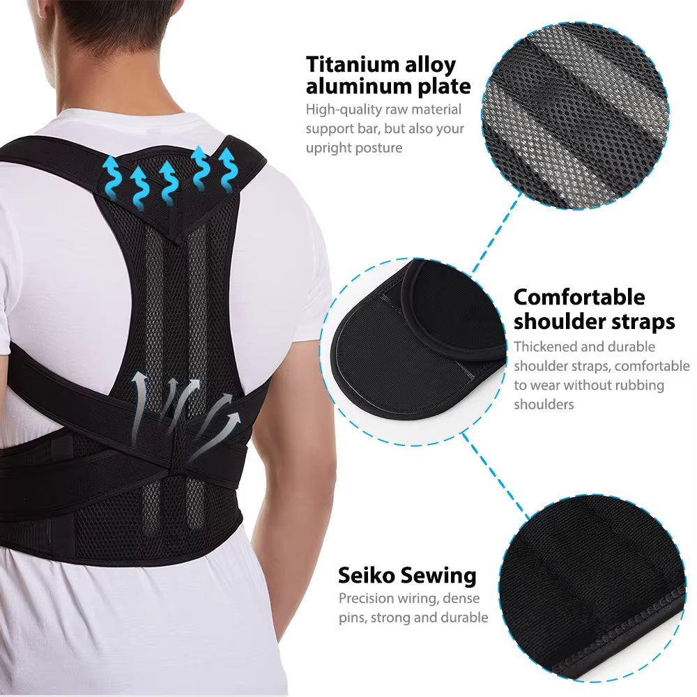 Back Brace Posture Corrector for Women and Men, Shoulder Straightener, Adjustable Full Back Support for Upper and Lower Back - SP!NECK™ 