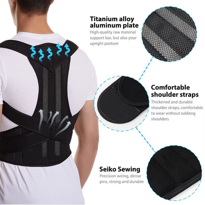 Back Brace Posture Corrector for Women and Men, Shoulder Straightener, Adjustable Full Back Support for Upper and Lower Back - SP!NECK™ 