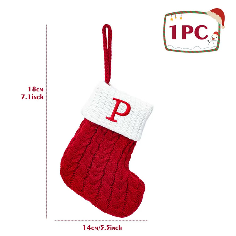 Christmas Alphabet Knitting Sock Christmas Tree Ornament Christmas Decoration for Home 2024 Navidad Noel Xmas New Year 2025 Gift