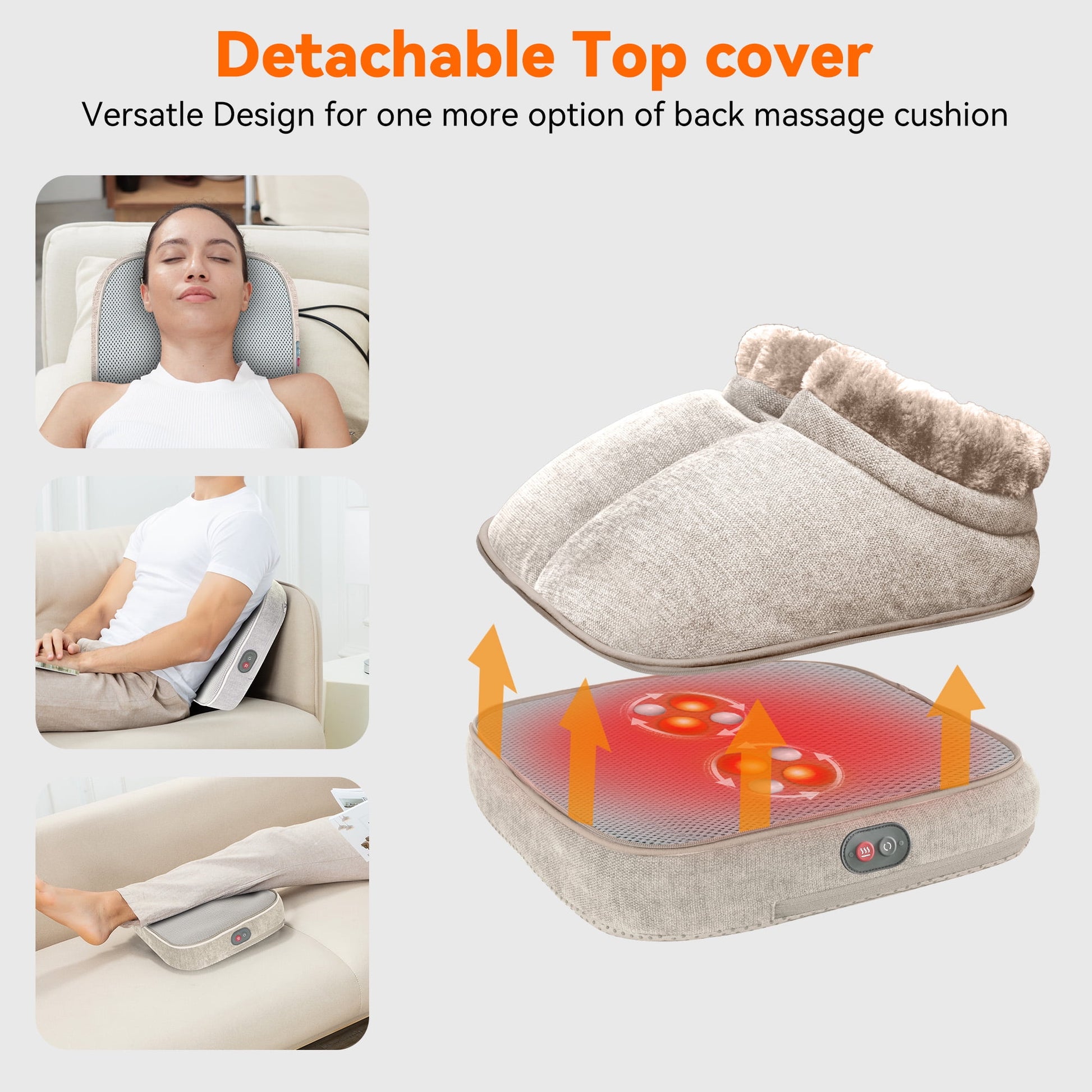 Shiatsu Foot Warmer 3-In-1 Back Massager, Kneading Foot Massager