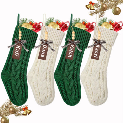 3/4/5/6/8Pcs Christmas Stockings 18In Large Size Cable Knit Stocking Gifts Kids New Year Gift Decor for Family Holiday Party