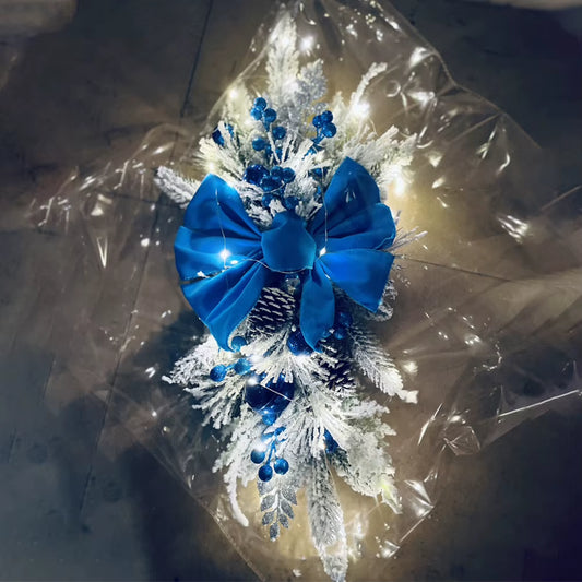 Christmas Swag Wreath Pendants Without/With Light Atmosphere Decorative Garland Home Door Window Decoration Party Supplies