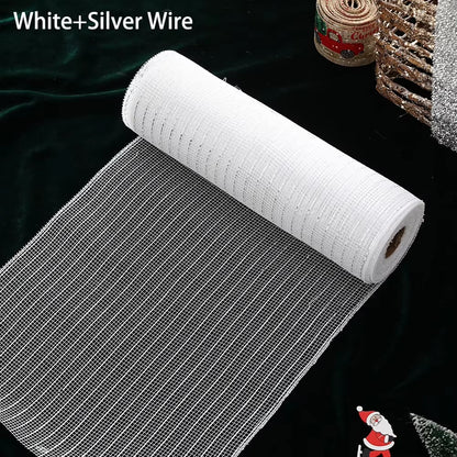 10 Yards Christmas Wreath Mesh Decorative Christmas Mesh Rolls Shiny Multifunctional Holiday Party Decoration Supplies