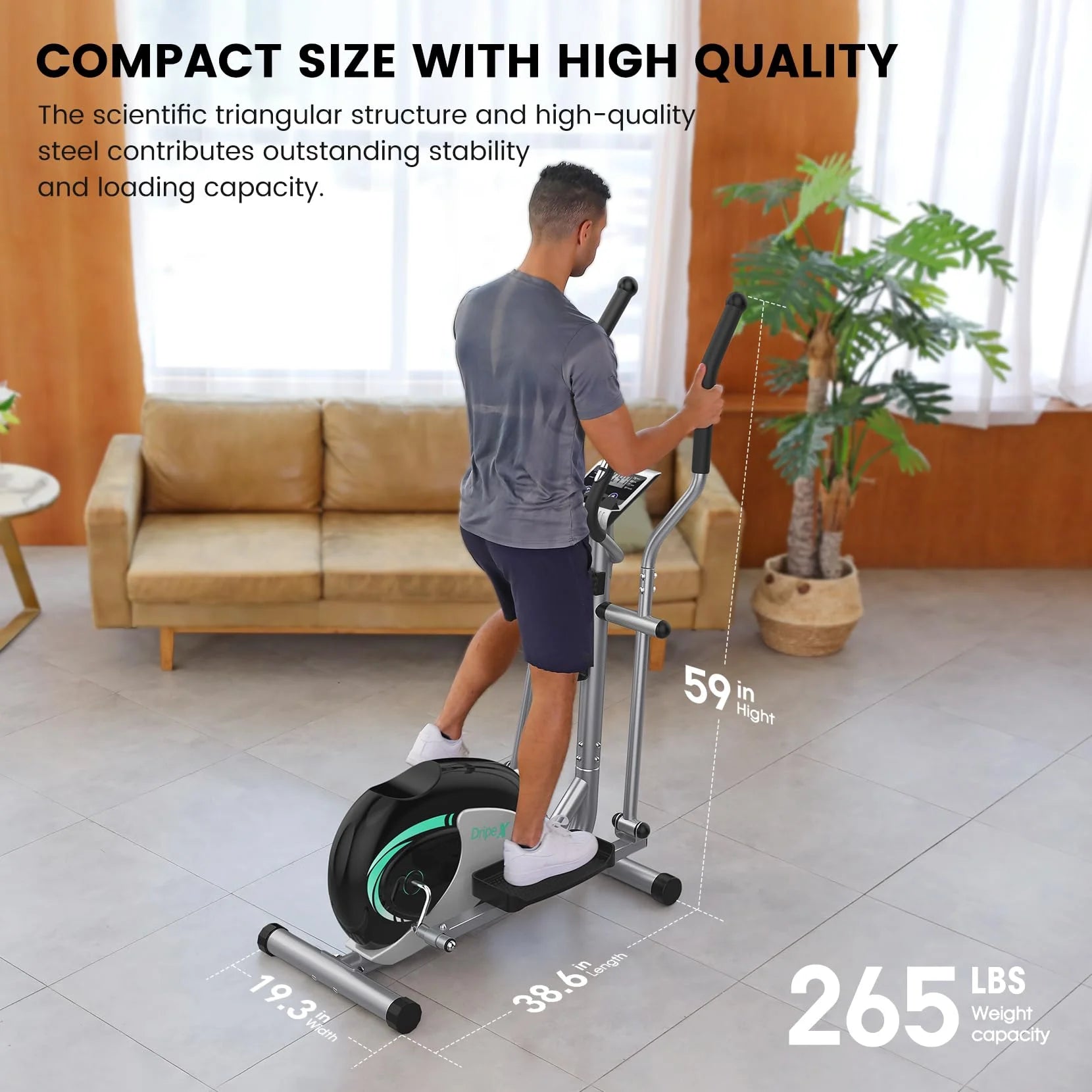 Elliptical Machine,  Magnetic Elliptical Trainer Fitness Equipment for Home Gym Cardio Workout 265Lb