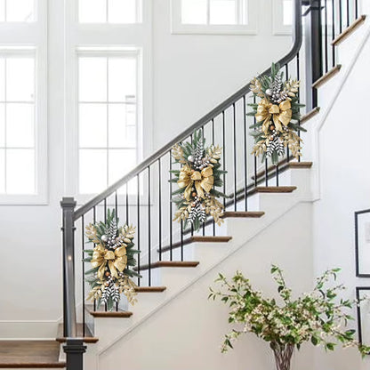 Christmas Swag Wreath Pendants Without/With Light Atmosphere Decorative Garland Home Door Window Decoration Party Supplies