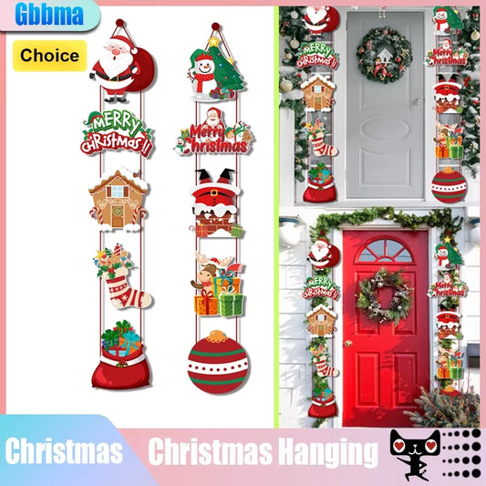 Merry Christmas Hanging Door Banner Santa Claus Snowman Couplet Christmas Decorations for Home Xmas Gifts Navidad New Year Noel