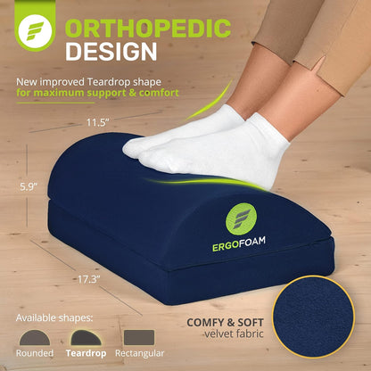  Adjustable Premium under Desk Footrest for Lumbar, Back, Knee Pain (Navy Blue)