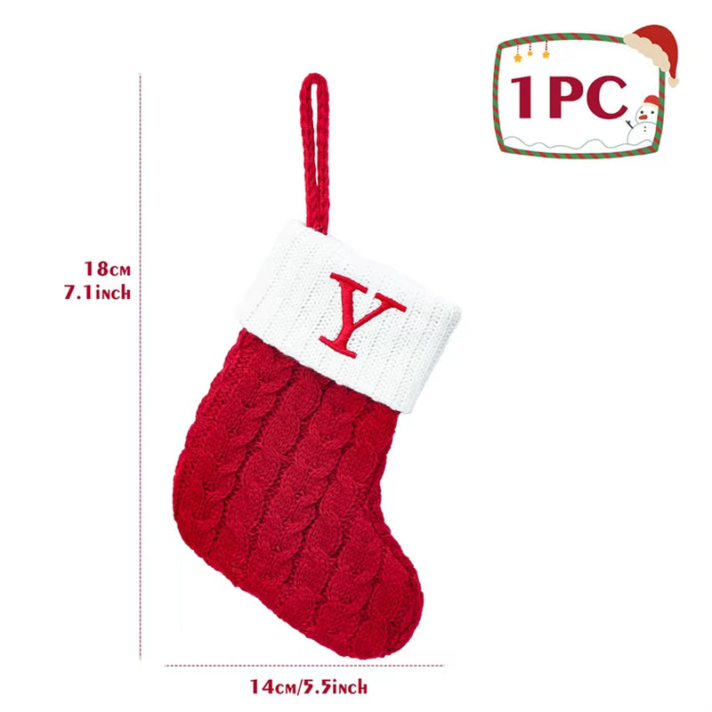 Christmas Alphabet Knitting Sock Christmas Tree Ornament Christmas Decoration for Home 2024 Navidad Noel Xmas New Year 2025 Gift