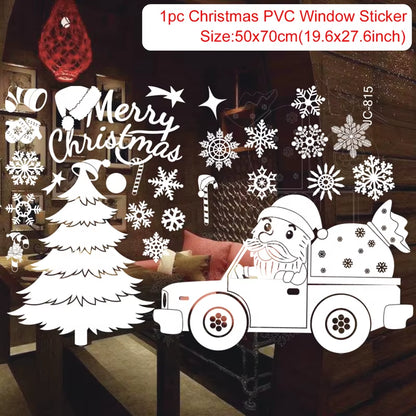 Christmas Window Stickers Merry Christmas Decorations for Home 2025 Christmas Wall Sticker Kids Room New Year Decoration 2026