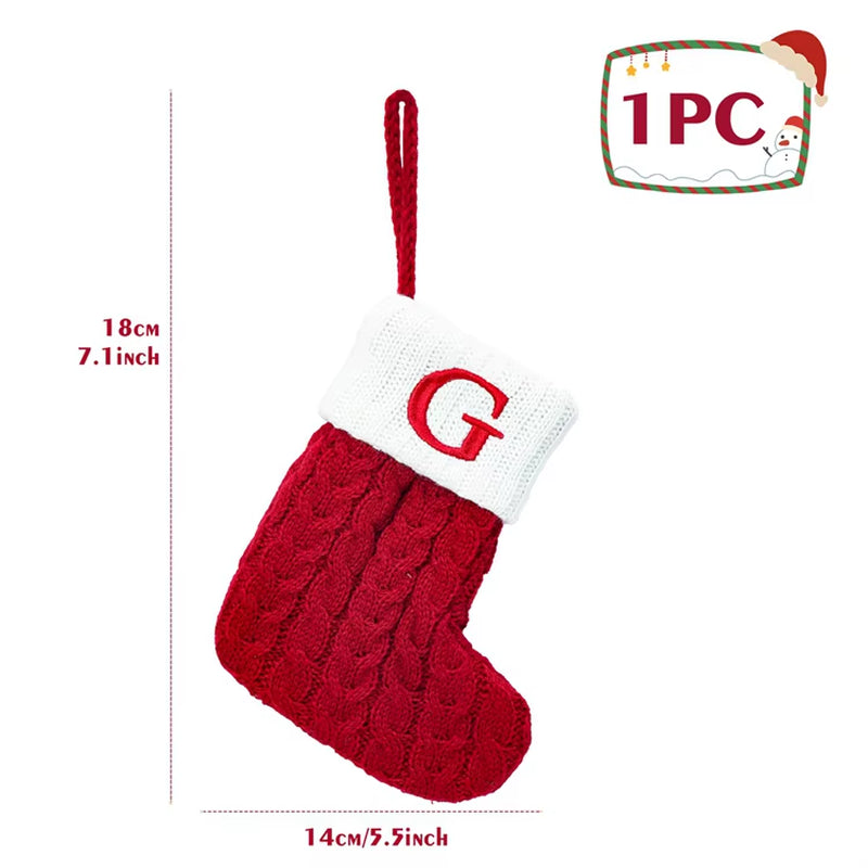 Christmas Alphabet Knitting Sock Christmas Tree Ornament Christmas Decoration for Home 2024 Navidad Noel Xmas New Year 2025 Gift