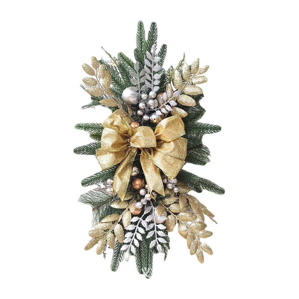 Christmas Swag Wreath Pendants Without/With Light Atmosphere Decorative Garland Home Door Window Decoration Party Supplies