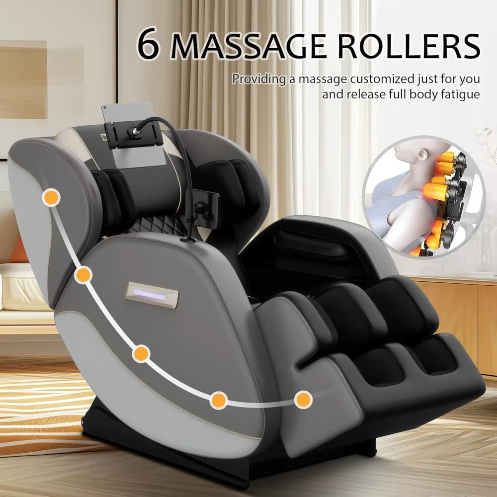 "Full Body Zero Gravity Massage Chair with Auto Modes, Airbag Massage, 6 Fixed Point Rollers, Foot Massage, and Heating" - SP!NECK™ 