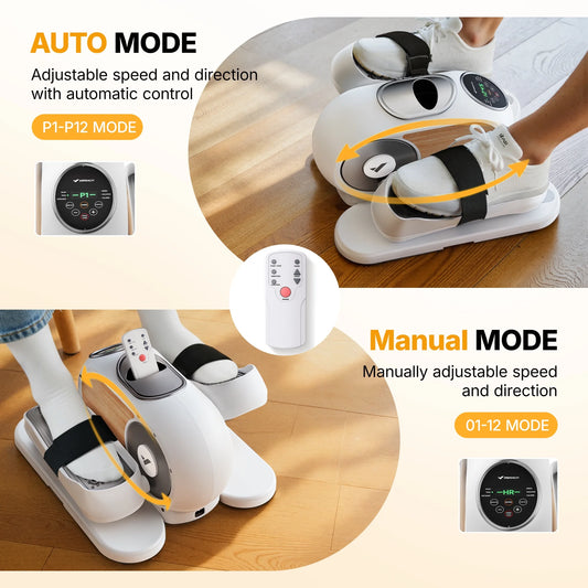 under Desk Elliptical Machine, Electric Elliptical for Seniors, 12 Adjustable Speeds, Quiet Portable Fitness Equipment Gift for Family & Office with PVC Anti-Slip Mat