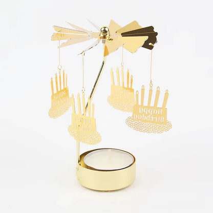1Pc Metal Hot Rotating Candle Holder Christmas Rotating Candle Holder Dinner Party Wedding Party Candle Holder Decoration Gift