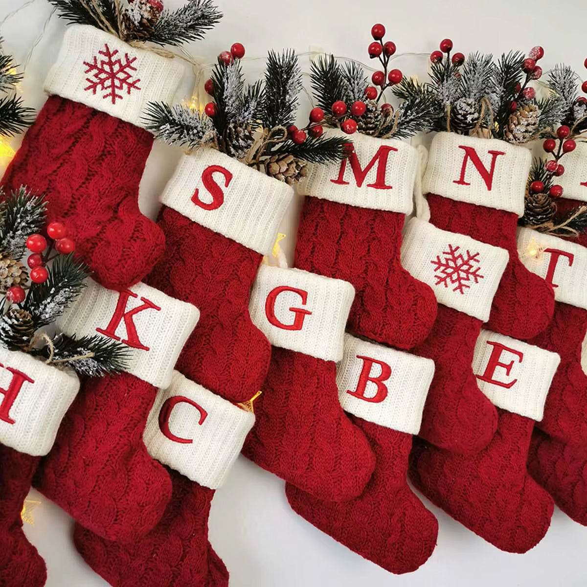 Christmas Alphabet Knitting Sock Christmas Tree Ornament Christmas Decoration for Home 2024 Navidad Noel Xmas New Year 2025 Gift
