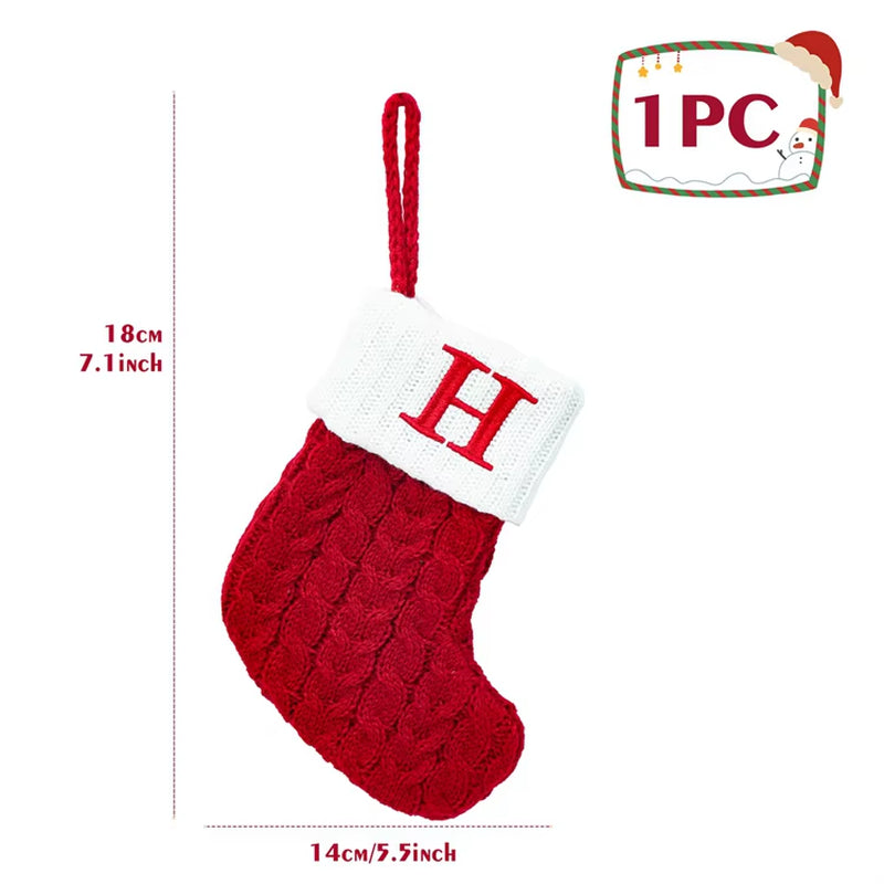 Christmas Alphabet Knitting Sock Christmas Tree Ornament Christmas Decoration for Home 2024 Navidad Noel Xmas New Year 2025 Gift