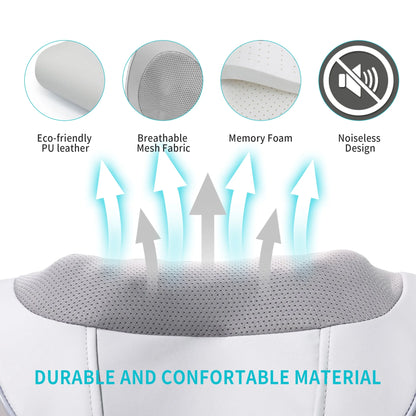 Back Massager with Heat –3D Kneading Massage Pillow, Heated Support for Home and Office Chairs, Gray